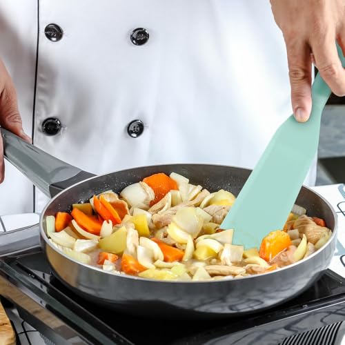 Crepe Spatula Narrow Silicone Thin Spatula Omelet Turner Multifunctional Long Heat Resistant Cooking Non Stick Pancake for Omelet Crepes Cooking Egg Burgers Pizza Pancake Steak(Aqua Sky) - color: Aqua Sky