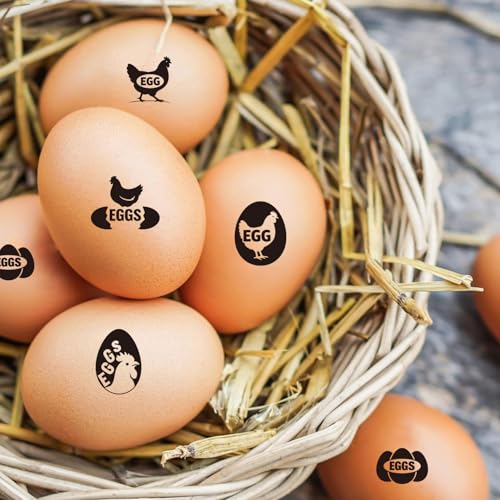 AHANDMAKER 5 Styles Small Wooden Rubber Egg Stamp Mini Chicken Egg Theme Stamp Unique Designs for Easter Egg Decoration DIY Making Scrapbooking Card Stamping Crafting - style: Chicken Egg