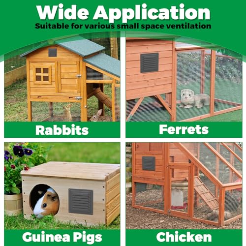 Forestchill Air Vent Louver for Chicken Coop, 6" x 6" Air Vent Grille with Built in Screen Mesh, Louvered Exhaust Grille for Chicken Coops Ventilation, Black