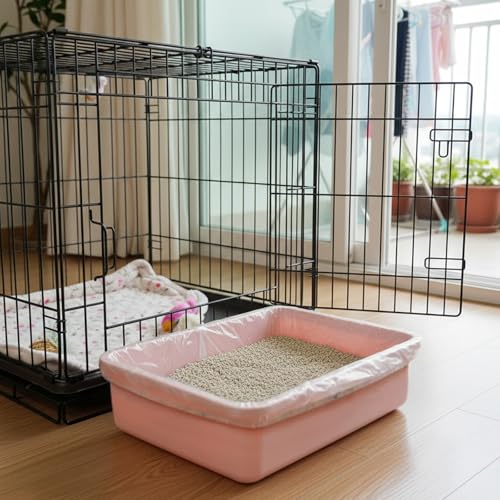 50 PCS Disposable Plastic Cage Liners, Small Animals Leak Proof Toilet Film Litter Pan Bags Film Litter Box Liner for Rabbits, Guinea Pigs, Chinchillas, Hedgehogs, Birds