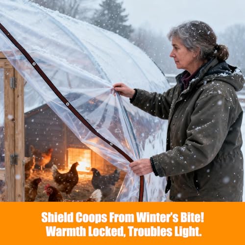 Chicken Coop Winter Cover 6.6x13FT, Waterproof Tarp with Rope | Durable PE Material, Metal Grommets Every 19in, Fits Large Cages and Walk-in Runs, Multiple Sizes - size: 6.6 X 13 FT