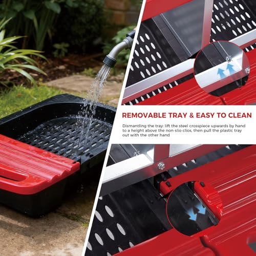 4 Hole Chicken Nesting Boxes, Weatherproof Galvanized Steel Chicken Egg Laying Box with Automatic Rollout Egg Collection, 2-in-1 Handle Perch, Easy Clean & Quick Assemble for Chicken Coop - color: Red, size: 4 holes with legs
