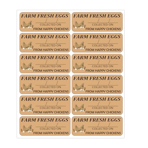 Farm Eggs Laid On Stickers,1 x 2.6 Inch Farm Eggs Collected Date Stickers for Egg Handling Instructions (360 pcs)