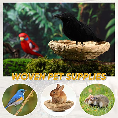 Patelai 4 Pcs Bird Nest Handmade Woven Flat Base Dove Bird House Breeding Nest Small Animal Cage Accessories for Pigeon Parrot Budgie Parakeet Cockatiel Hamster Gerbil Pig(3.54-4.72 Inch) - size: 3.54-4.72 Inch