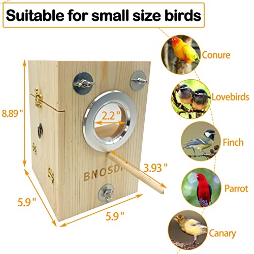 BNOSDM Parakeet Nesting Box Transparent Bird Breeding Nest Boxes Natural Wood Bird Cage (M) - size: Medium