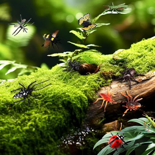 20Pcs Realistic Insect Toys Set with Flower and Bug Figures for Kid | Fake Bug Toys, Ideal for Halloween, Birthday Party Favors, Cupcake Topper, Education, April Fool's Day Prank Gifts, Non-toxic - style: Insect