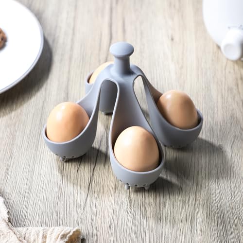 Silicone Egg Boiler Rack for Making Soft or Hard Boiled Eggs, Storage and Egg Rack, Holds 4 Eggs, Kitchen Egg Boiler Gadget