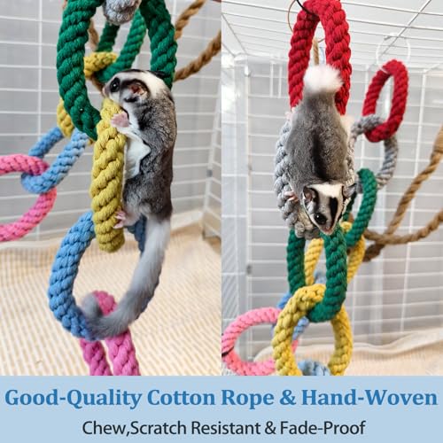 Sugar Glider Climbing Rope Toys Rat Cage Hanging Toys Small Animal Climbing Rings Cage Accessories for Flying Squirrel Sugar Glider Hamster Parrots - size: 4 Pcs