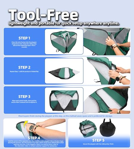 Small Animal Playpen with Mesh Cover & Waterproof Bottom Cat Tent Chicken Brooder Rabbit Guinea Pig Cage Playpen for Small Animals Indoor Outdoor Use - color: Deep Green