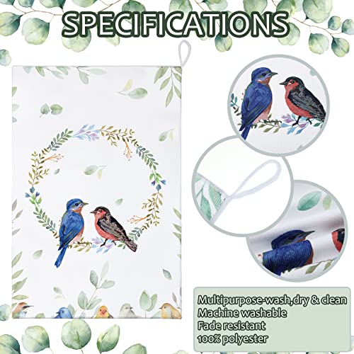 Frienda 4 Pcs Cardinal Kitchen Towels Decorative Dish Hand Towels 24 x 16 Inch Bathroom Cloth Set with Hanging Loop Absorbent for Spring Summer Farmhuose Home Kitchen Decor Gift