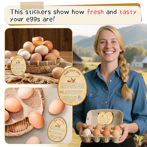 250PCS Farm Fresh Egg Handing Instruction Cards,2.7inch×3.5inch Double-Sided Printing Eggs Shape Sign for Farm Packaging cartons,Easy to Write The Collection Date. - style: Egg Handing Instruction
