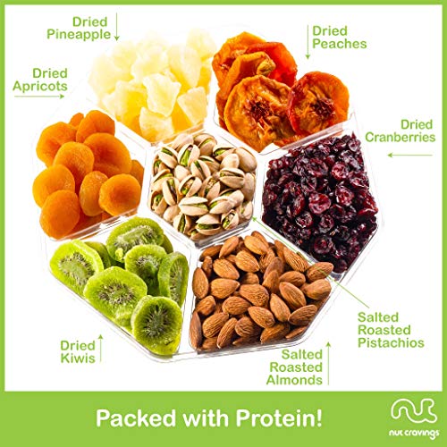 NUT CRAVINGS - Dried Fruit & Mixed Nuts Gift Basket (7 Assortments, 2 LB) | Green Ribbon Food Arrangement, Healthy Snack Care Package, - style: 4. Green Ribbon - Party Size (2 LB Assortment)