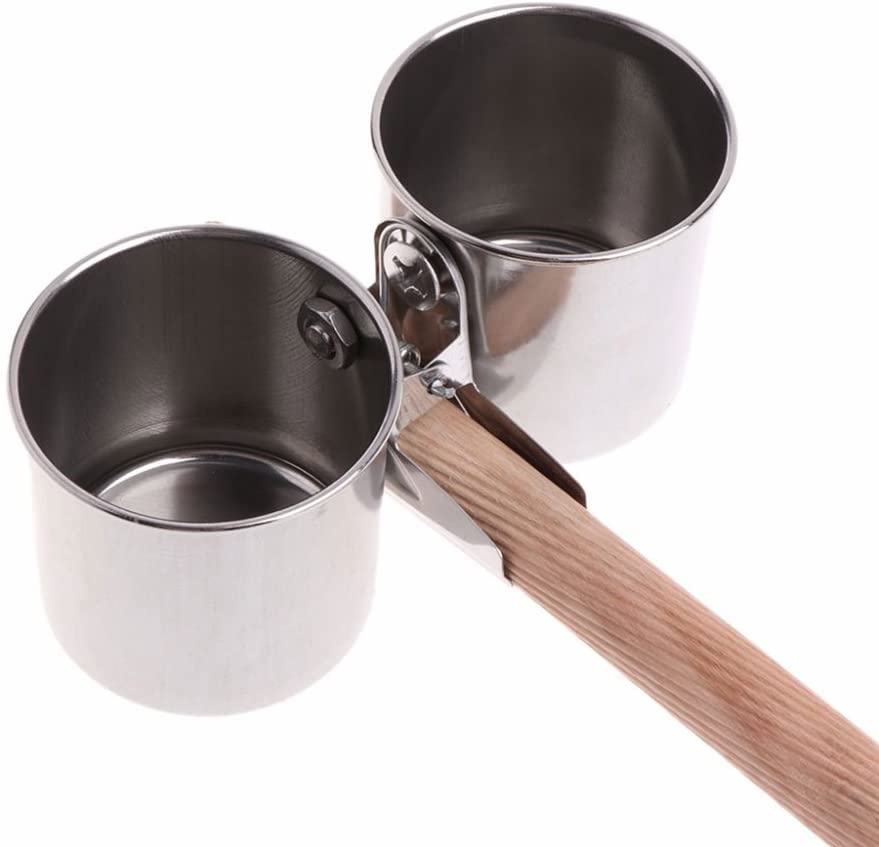 Litewoo Stainless Steel Bird Feeding Cups with Clip for Parrot Cage | 304 stainless steel, durable & rustproof, clip-on design prevents tipping, for parakeet/cockatiel/conure, 2 cups