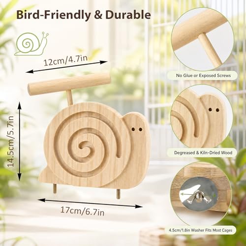 2Pcs Bird Foraging Toys Puzzle Feeders, Wood Bird Enrichment Toys with Perch for Cages Reduce Seed Mess, Foraging Toys for Novice/Older/Slow-Learning Birds
