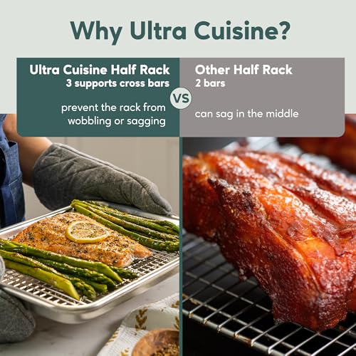 Cooling & Baking Rack Set - 8.5'' x 12'' - Set of 2 | 100% Stainless Steel, Oven-Safe, Dishwasher-Safe, Heavy Duty Tight-Wire, Set of 2, Quater Sheet Pan Cooling Racks, Easy Clean - size: 8.5" x 12" 2-Pack