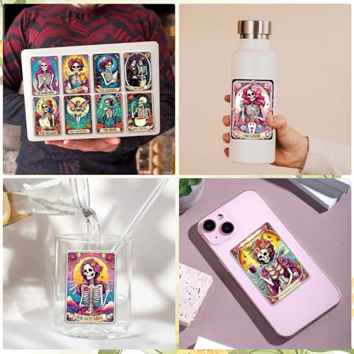 Rngmsi 20 Sheets Skull Gothic UV DTF Cup Wrap Cold UV DTF Transfer Stickers | Skeleton Uvdtf Decals, for 16 oz Glass Cups Mugs Tumblers, Waterproof, DIY Crafts, 3.1x3.1 in - style: Gothic Skeleton