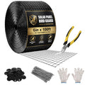 6in X 100ft Solar Panel Bird Guard - 1/2" Black PVC Mesh Galvanized Net | Rust-Resistant Net, Critter Guard for Solar Panels with 70 Fastener Clips, Gloves, Cutting Pliers - size: 6in X 100ft