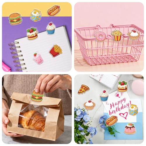 MAYJOYDIY 24Pcs 12 Styles Snack Beverage Acrylic Chip Clips Hot Dog Hamburger French Fries Bag Sealer Sealing Closures Cute Donut Popcorn Pizza Bag Clips for Food Storage Airtight Seal Grip - style: Snack Beverage