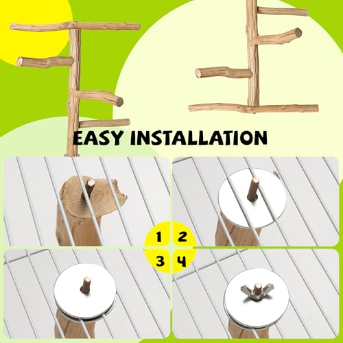Bird Perch for Top of Cage, Natural Wood Play Stand