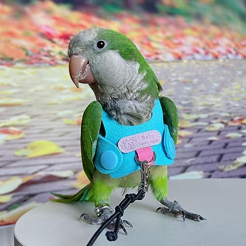 Bird Flight Harness Vest, Parrot Flight Suit with Leash for Parakeets Cockatiels Conures Budgies, Bird Flying Clothes with Rope and Handle for Outdoor Activities Training, Anti Bite (S) - size: S