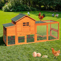 Large Chicken Coop Outdoor Durable Duck House Poultry Pet Hutch & 2 Wood Eggs Run Cage Nesting Box Waterproof Asphalt Roof Ramp Removable Tray Wire Fence for Backyard Small Animal (Orange)