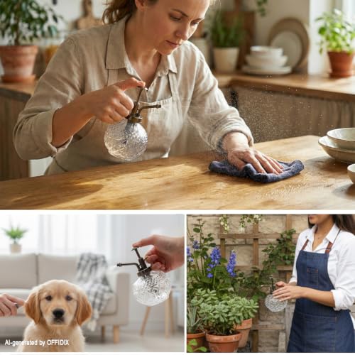 Plant Mister, Clear 10 oz Vintage Glass Spray Bottle with Plastic Top Pump | Transparent Plant Bottle 300ML, Fine Mist Small Decor Spritzer Watering Can, Indoor Outdoor Garden House Succulent Misters - color: G-Clear