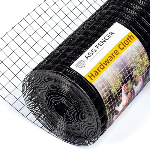 36in x 50ft Black Hardware Cloth 1 inch 16Ga PVC Coated Mesh | Vinyl Coated Fence, Welded Metal Chicken Wire Fencing Roll, Garden Plant Fencing, for Chicken Coop and Home Improvement - size: 1 inch 36in x 50ft