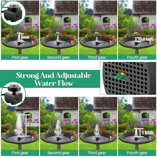 Bird Bath Fountains with 12 LED Lights, 24 Hour Working Fountain Pump with Light, Adjustable Watering Submersible Pump for Outdoor Water Garden, Pond(Cool White) - color: Cool White