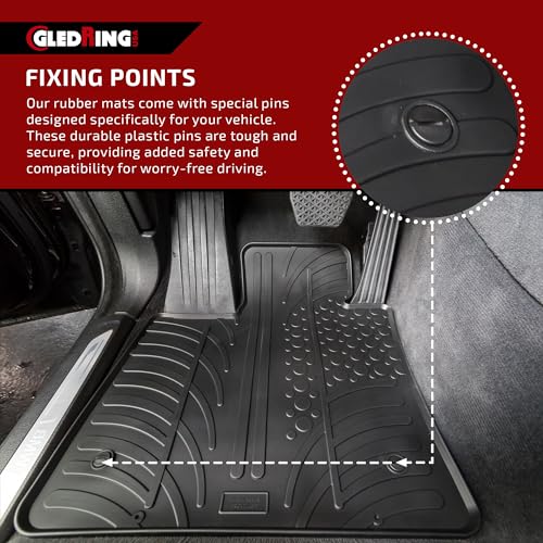 Gledring USA Custom Fit All-Weather Rubber Floor Mats Intended for Mini Cooper/One 2006-2014, No Trimming Required, Tailored Custom Fit, Protects from Rain, Mud and Snow. - color: Mini Cooper/One 2006-2014