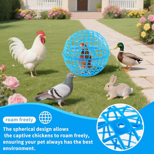 AceOrbit 3 Pack Rolling Chicken Ball Cage, 2026 Mobile Mesh Poultry Coop Ball for Free Range, Safety Globe Hutch for Chicks, Ducklings & Small Pets Outdoor Exercise and Roaming(18.9 Inch,Blue) - color: blue, size: 18.9 Inch