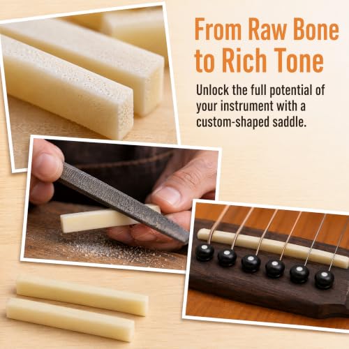 Miwayer 2 Pack 6-12 String Guitar Untreated Unbleached Bone Saddle Blank, Guitar Bridge Blank Saddles, Cut from Whole Bones, 80x10x3mm - color: Untreated Saddle 80mm 2 Pack