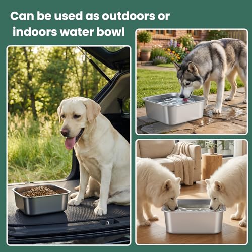 ZPUFAW 1.2 Gallons Dog Water Bowl Stainless Steel Large Outdoor Travel Bowl | Large Capacity Durable Dog Water and Food Bowl, Suitable as Outdoor Dog Travel Bowl
