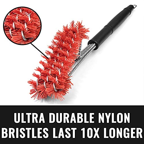 Nylon Grill Brush for Porcelain Grates | Non-Metal | Won't Scratch Coated Outdoor Grills | Works on Cold Grates