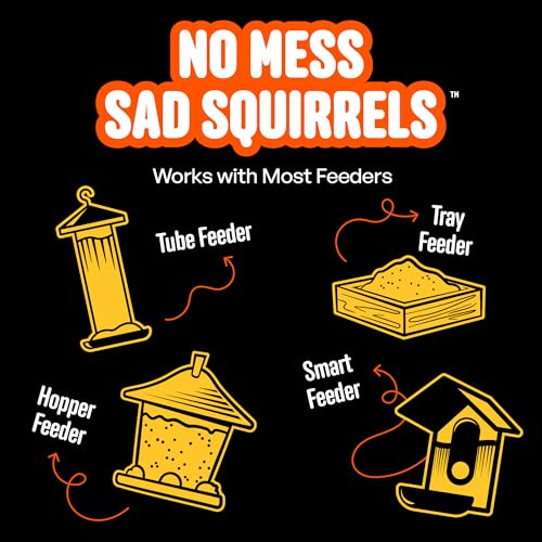Cool Birds No Mess Sad Squirrels Hot Bird Seed, 10 lb | Spicy shell-free blend of peanuts, sunflower hearts & chili pepper oil – Birds can't detect heat, critters can