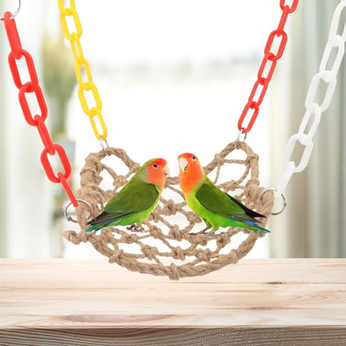 Hypeety Hanging Hemp Rope Hammock Swing for Bird Parrot Cockatoo Budgies Parakeet Cockatiel Lovebirds Cage Perch Swinging Training Toys - color: Rope Hammock