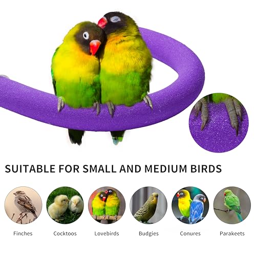 FrgKbTm U Shape Parrot Perch Stand Toy Bird Platform Sand Paw Grinding Clean Stick Exercise Conure Budgie Cockatiel Cage Accessories (Purple)