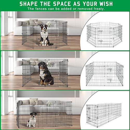 Artmalle Dog Playpen 30 Inch, 8-Panel Rustproof Foldable Fence with Door | Rustproof 8-panel metal playpen with door folds flat, sets up tool-free, and forms multiple shapes indoors or outdoors. - style: 24'' x 30'' x 8PCS