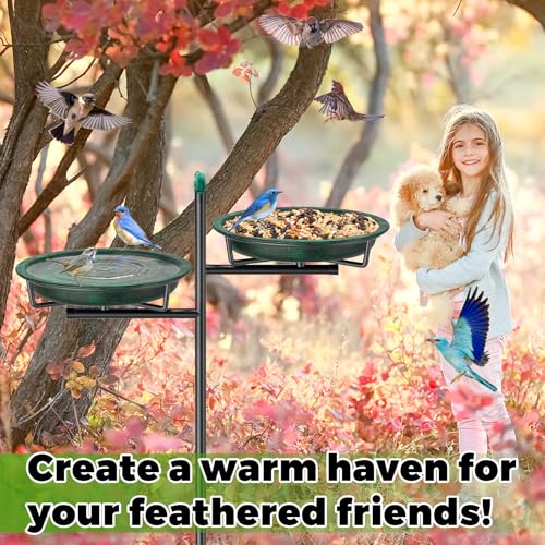 Metal Bird Bath for Outside, Vintage Freestanding Birdbaths Feeder Bowl, Stable & Easy to Clean Birdfeeder for Outdoors Garden Yard Lawn Decor (Retro Green) - color: Retro Green