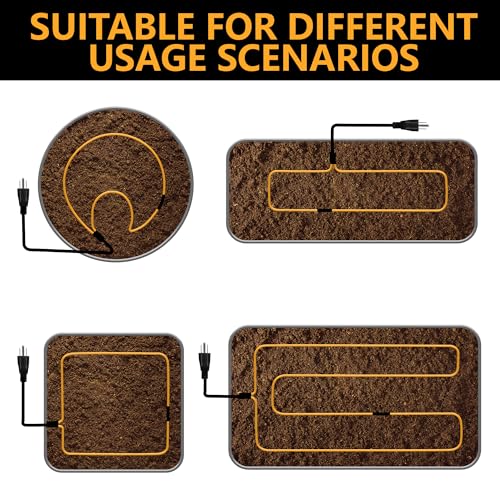 59 Ft Thermostatic Soil Heating Cable, Rubber Plant Soil Heater Cable | Heating Warming Cable with Thermostat and Ground Stake, Plant Soil Heater Cable for Winter Graden Greenhouse Seed Grow - color: 59 Ft