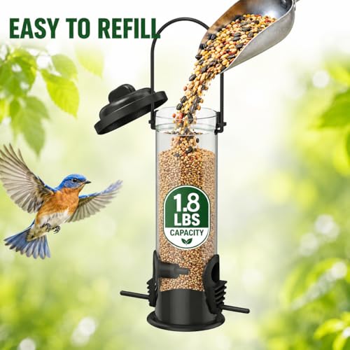 Bird Feeders for Outdoors Squirrel Proof, Elongated Oval | Effective Squirrel Block Design,Heavy-Duty Weather & Chew Resistant Build,Multi-Port Feeding & Large Seed Storage