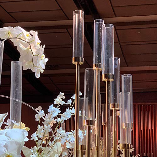 WGVI Hurricane Candle Holder Sleeve, Wide 4", Height 12", Clear Glass Cylinder Candleholder, Chimney Tube, Open Ended Candle Shade, 6 Pieces Bulk - size: 4"x12"H