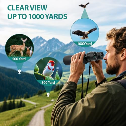 10-30x50 Zoom Binoculars for Adults High Power, Low Light Night Vision, BAK4 Prism with FMC Lens, Waterpoof, HD Professional Binoculars for for Bird Watching Hunting Travel Concerts & Sports - size: Black(10-30X50)