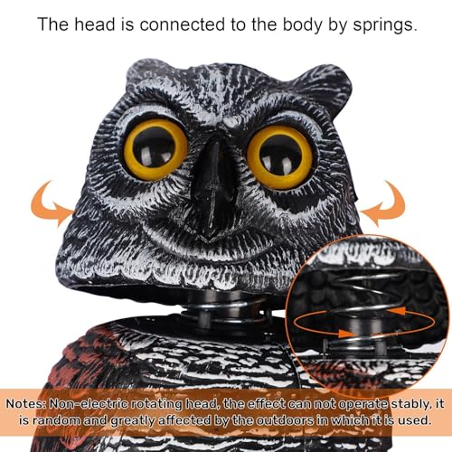 Hausse 3 Pack Bird Scarecrow Fake Horned Owl Decoy, Rotating Head Plastic Owl Bird Deterrents, Nature Enemy Horned Pest Repellent for Outdoor Garden - size: 3 Pack, Rotating Head