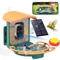 Bird Feeder with Camera, 2K HD Camera Birds Feeder with AI Bird Recognition, Solar Powered Smart Birdfeeder with Bath, App Control, Color Night Vision, Gift Box Package, Easy Install - color: Dark Green, size: Bath
