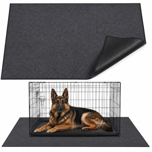 46" X 60" Mat for Under Dog Crate, Waterproof Dog Crate Mat | Non-Slip Kennel Mat, Under Crate Floor Protector, Absorbs Urine, Reusable, Rubber Dog Mat, Dog Playpen Mat - size: 46" X 60"