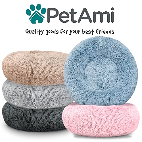 PetAmi Calming Donut Dog Bed, Washable Faux Fur, 30 Inch Medium, Pink | Warm Shaggy Faux Fur and A Deep Nest Help Anxious Pets Curl Up and Sleep Soundly. Perfect for Puppies, Cats, and Rescues. - color: Pink, size: Medium - 30"