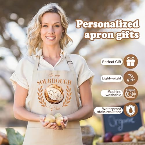 In My Sourdough Era Apron for Women with Deep Pockets - Funny Bakers Apron, Unique Sourdough Gifts for Women & Bread Bakers, Adjustable Kitchen Apron for Mom, Mother’s Day Baking Gift - B03 - color: In My Sourdough Era 1