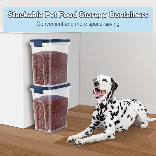 5-7Lbs Dog Cat Storage Container with Airtight Lids, With Locking Lids Plastic Bin PBA-Free for Pet food, Rice, Rice, Oatmeal, Bird Seeds, Flour, Dried Fruits, Easy to Carry and Clean-Cool Blue - color: Cool Blue (5L-1Pack)