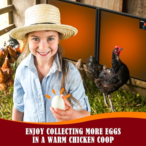 Chicken Coop Heater Inside Coop with Remote Control, 180W Foldable Radiant Heaters, 30''x12'' Large Heating Panel Warmer for Cozy Winter with Adjustable Timer and Temp, Safer Than Brooder Heat Lamp - color: Dark Black 2G-Controller