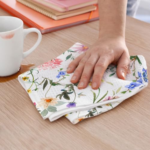 2 Pcs Butterfly Kitchen Towels, Absorbent Microfiber Dish Cloth Tea Towel | Butterfly Gifts Pastoral Floral Decorative , Botanical Waffle Soft Hand Towels for Farmhouse Home Bathroom - color: Multi 0427